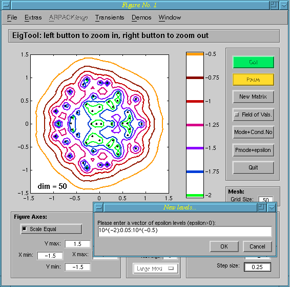 EigTool: Random (100) example, exponential levels