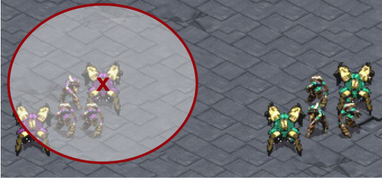 A screenshot of a online game with some content in a red circle which was used to demonstrate the model's potential
